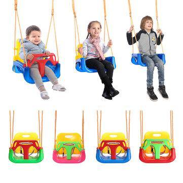3-IN-1 Outdoor High Back Toddler Baby Swing Set Children Full Bucket Seat Swing For Outside Playground Park - Trendha
