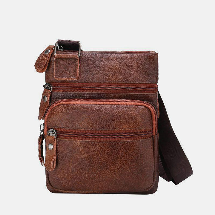 Men Genuine Leather Large Capacity Waterproof Wear-resistant Crossbody Bag - Trendha