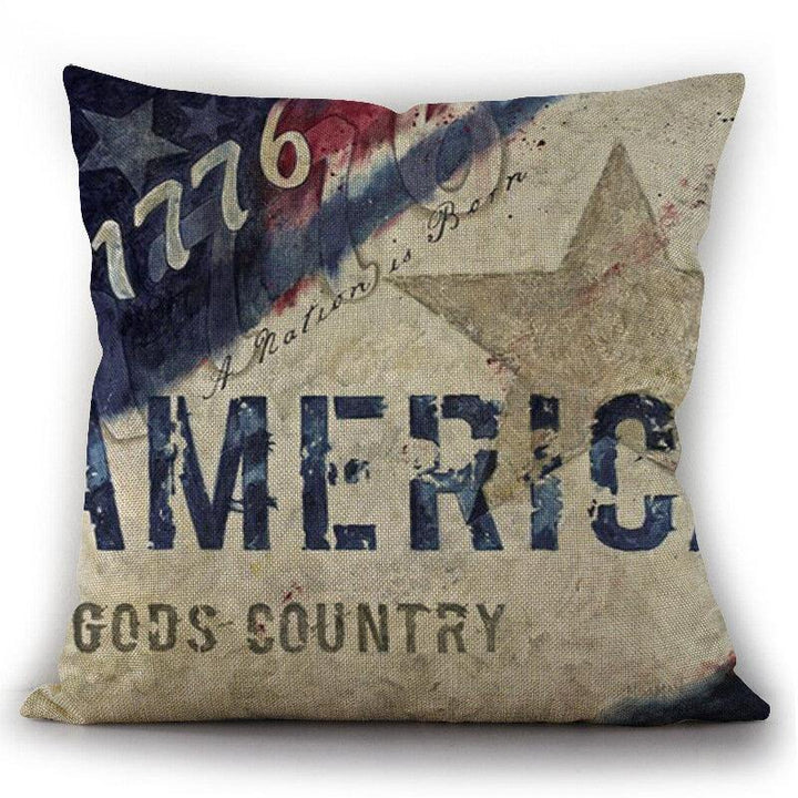 American Independence Day Pillow Painting American Flag Linen Pillowcase Cushion Cover - Trendha