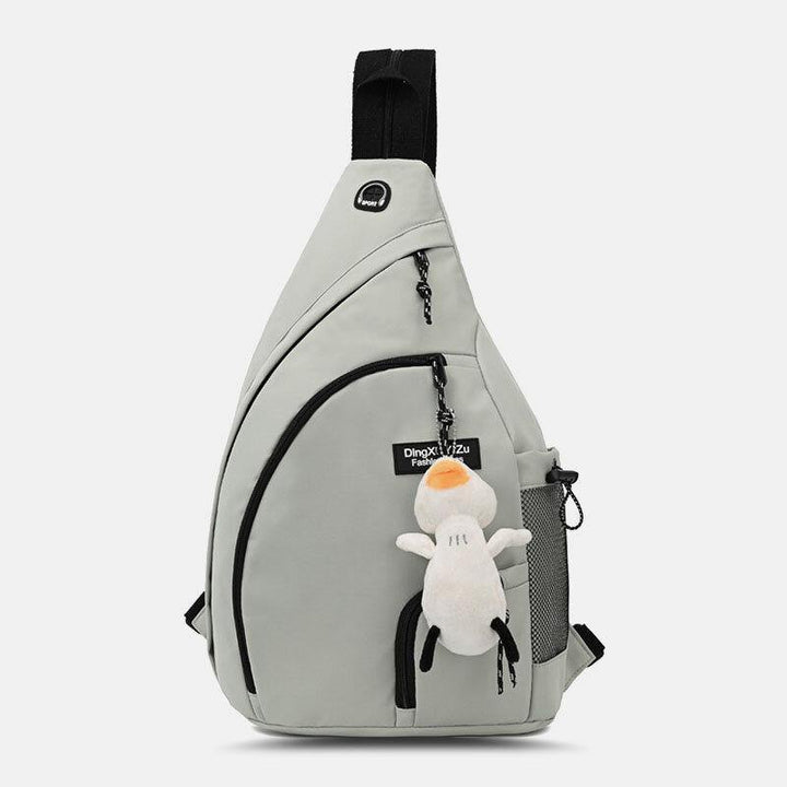 Men Nylon Headphone Hole Waterproof Large Capacity Chest Bags Shoulder Bag Crossbody Bags With Ornaments - Trendha