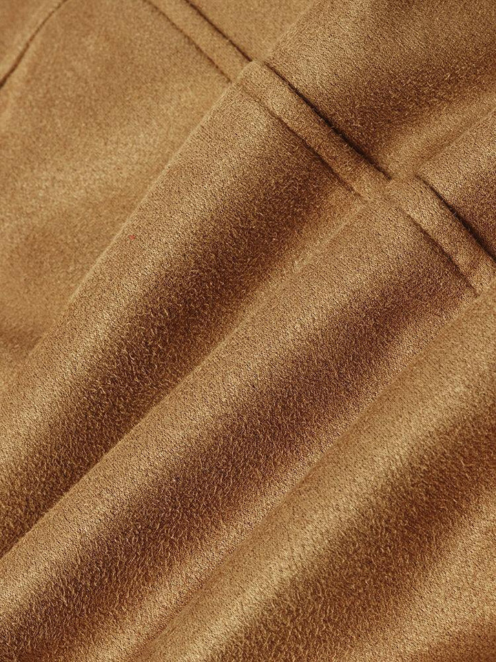 Mens Vintage Solid Color Warm Mid-Length Woolen Coats With Pocket - Trendha
