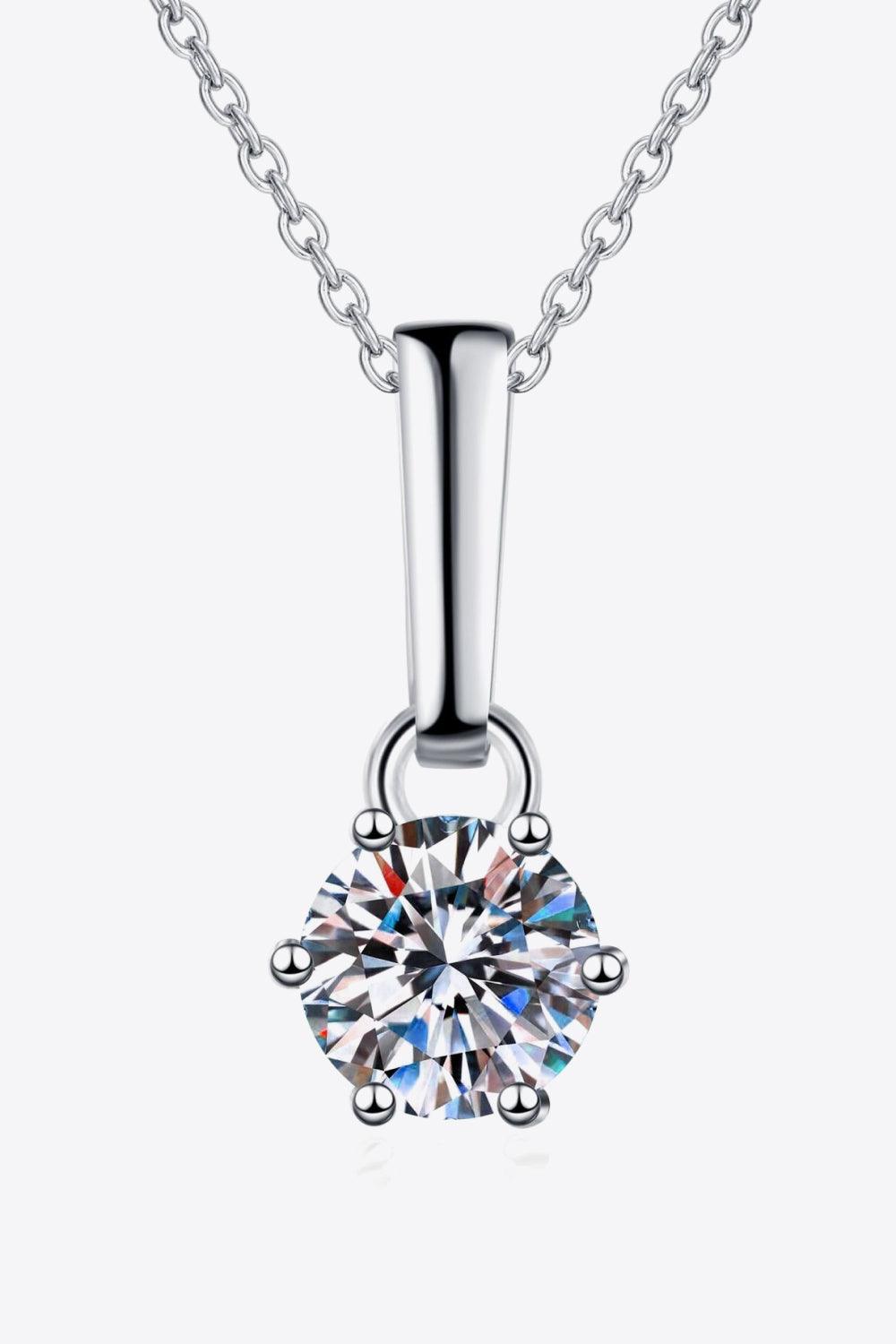 1 Carat Moissanite 925 Sterling Silver Chain-Link Necklace - Trendha