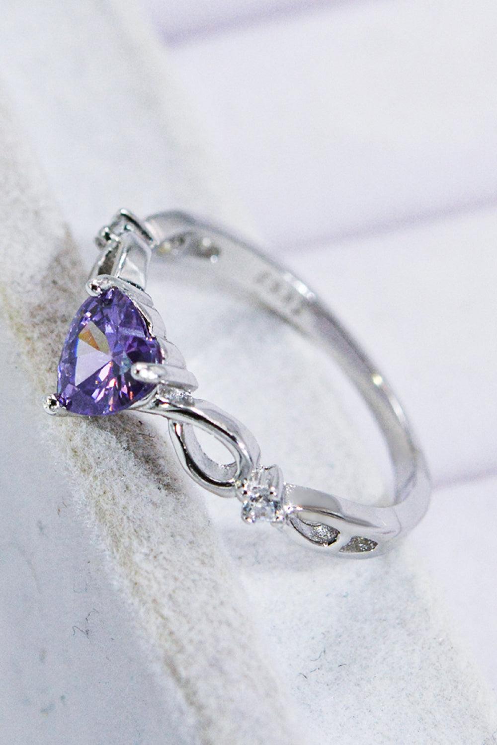 Crystal Heart 925 Sterling Silver Ring - Trendha