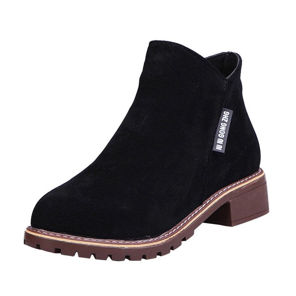Frosted Martin Boots Low Heel Booties - Trendha