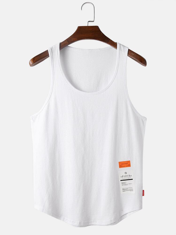 Mens Solid Color Cotton Breathable Loose Casual Tank Tops - Trendha