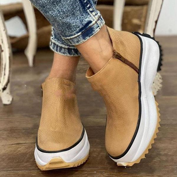 Thick Soled Side Zipper Warm Shoes For Autumn And Winter - Trendha