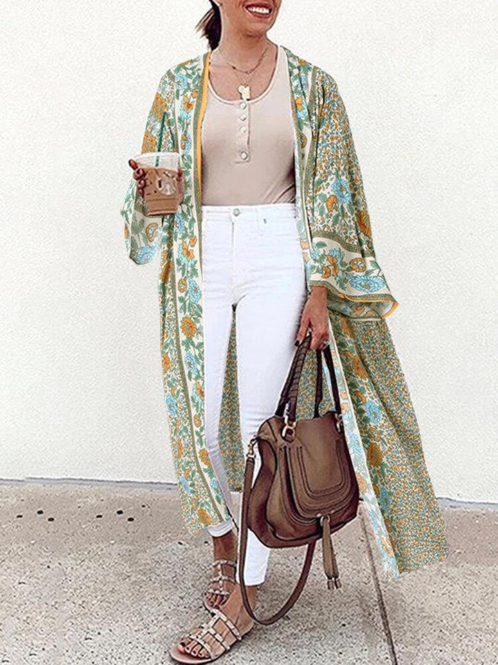 Women Floral Print Bohemian Vintage Long Sleeve Long Cardigan - Trendha