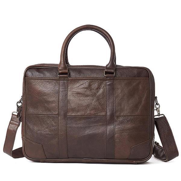 Genuine Leather Business Laptop Bag Briefcase Crossbody Bag - Trendha