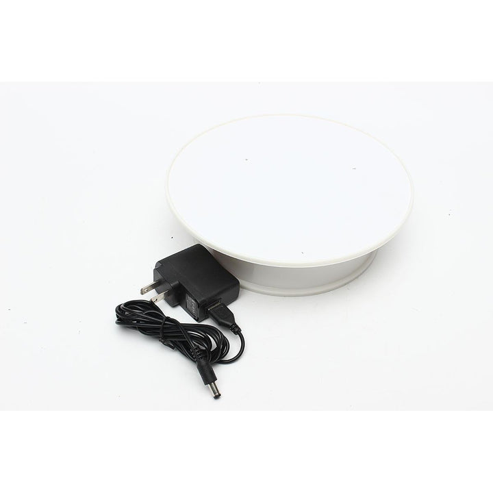 Round White Velvet Top Electric Motorized 360° Rotating Turntable Jewelry Ornament Display Stand - Trendha