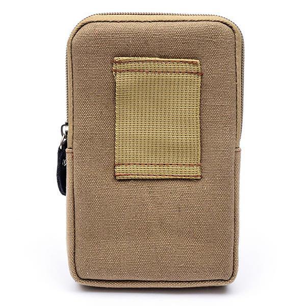 Men Canvas&Leather Belt Phone Bag Waist Bag Outdoor Crossbody Bag for 5.5 in Phones - Trendha