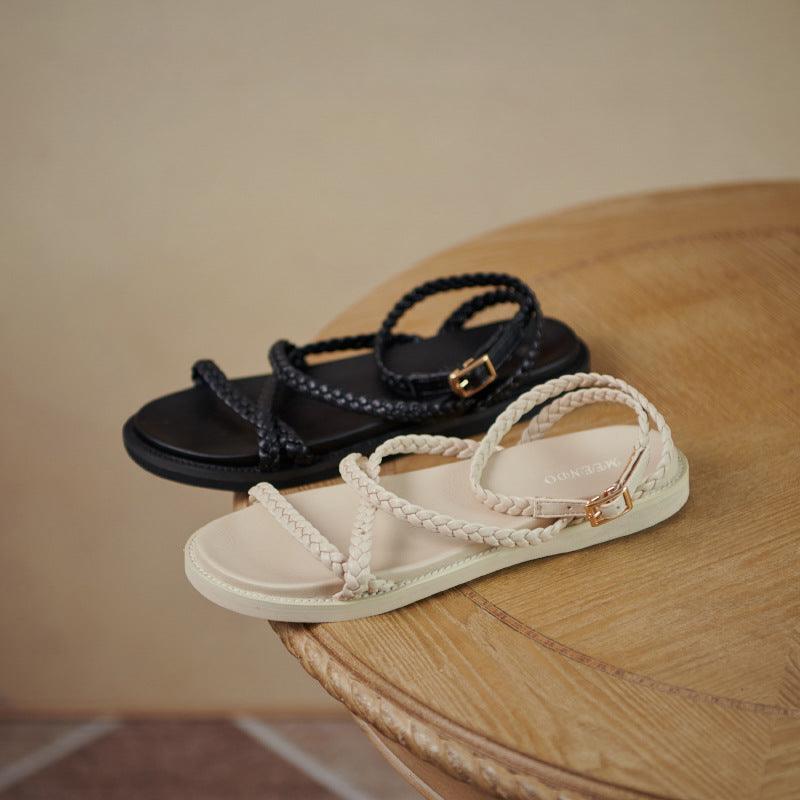 Strap Casual Flat Low Heel Sandals Korean Version - Trendha