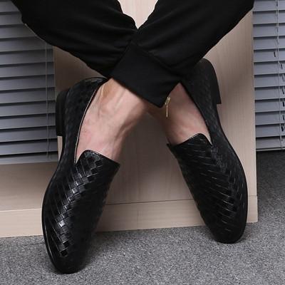 Korean version of the small shoes casual woven peas shoes spring England pointed tide shoes a pedal hair stylist men's shoes large size - Trendha