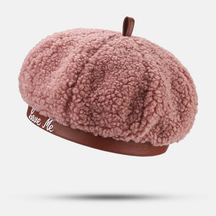 Women Lamb Hair Plus Velvet Warm Young All-match Painter Hat Newsboy Hat Octagonal Hat Beret Hat - Trendha