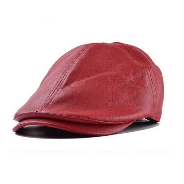 Men Women Artificial Leather Ear Protection Warm Beret Cap Flat Hat Ivy Hat - Trendha