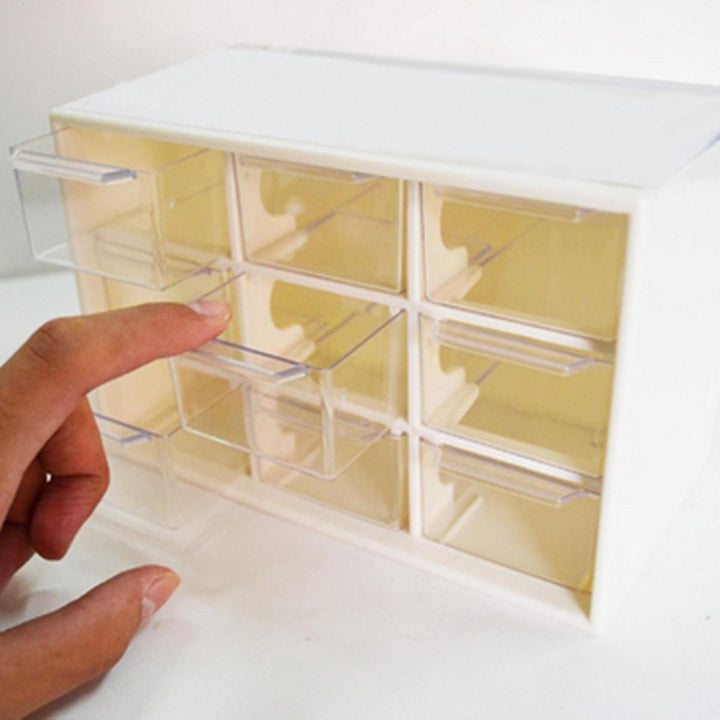 Plastic 9 Lattice Portable Mini Debris Cabinets Amall Drawer Jewelry Storage Box - Trendha