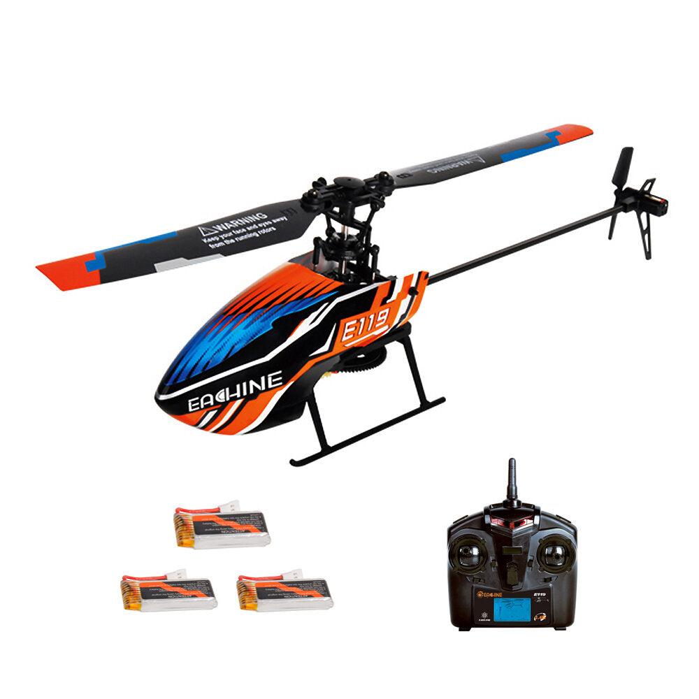 Eachine E119 2.4G 4CH 6-Axis Gyro Flybarless RC Helicopter RTF 3pcs 4pcs Batteries Version - Trendha
