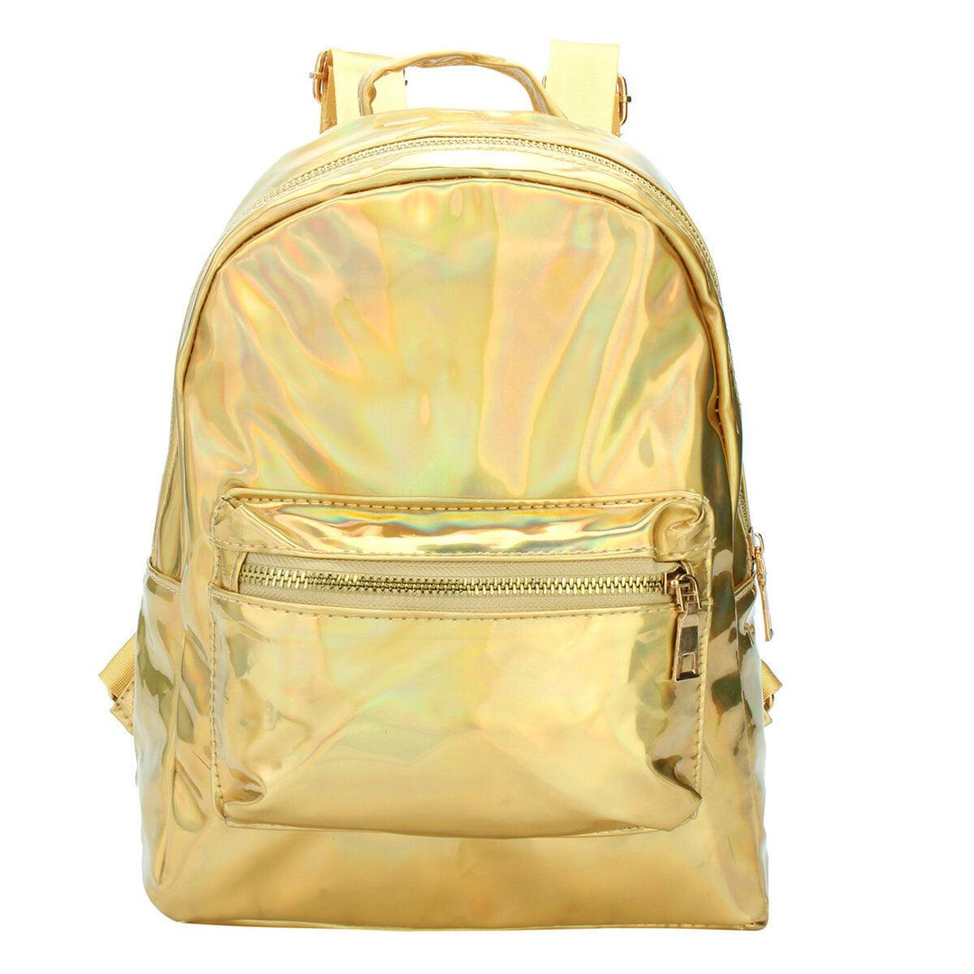 Chic Women Laser Transparent Designer Hologram Backpack School Tote Shoulder - Trendha