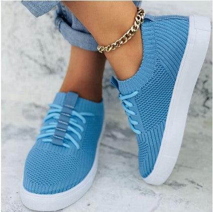 Candy-colored Flying Woven Flat Large Size Women's Casual Shoes - Trendha