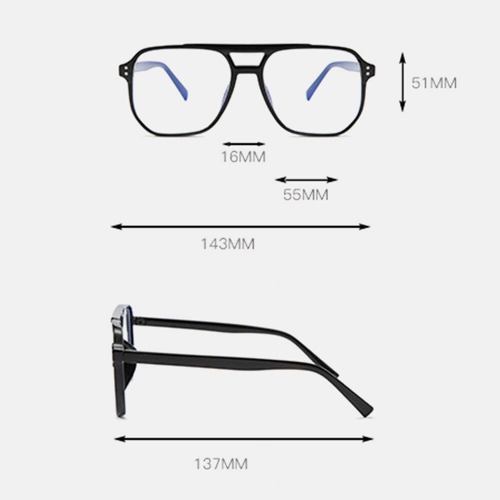 Unisex Double Bridge Large Full Frame Anti-blue Light Retro Glasses - Trendha