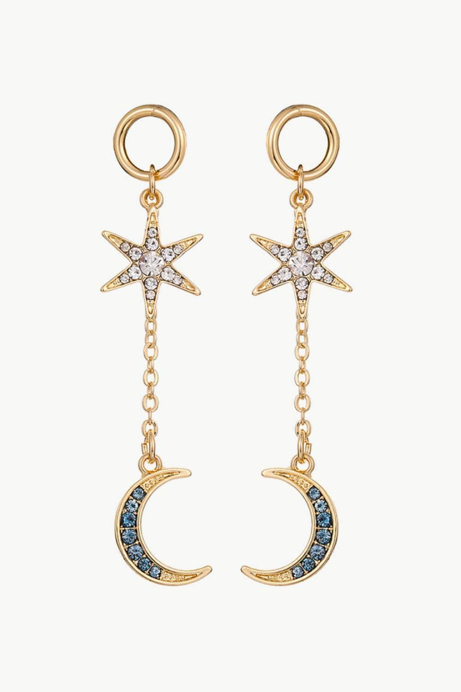Inlaid Rhinestone Star and Moon Drop Earrings - Trendha