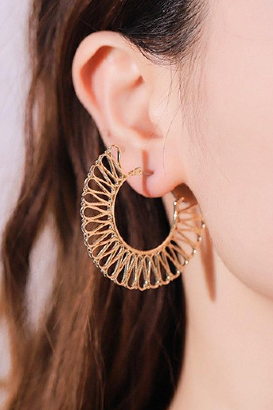18K Gold-Plated Cutout Earrings - Trendha