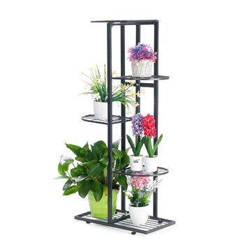 5 Tiers Iron Craft Plant Flower Stand Candle Holder Bookshelf Flower Pot Shelf Garden Rack Home Office Decor - Trendha