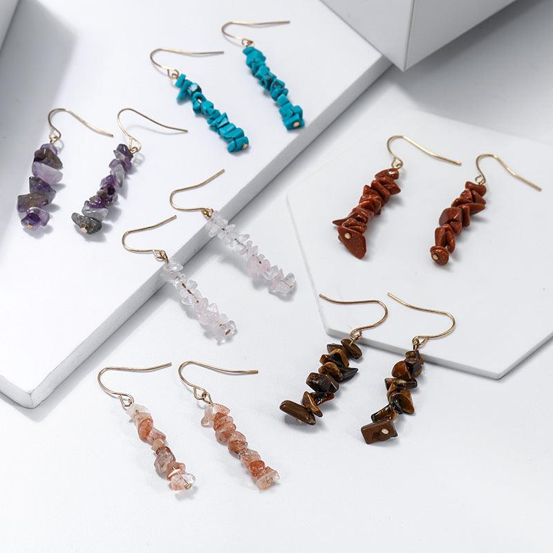 New Natural Crystal Stone Women's Earrings - Trendha