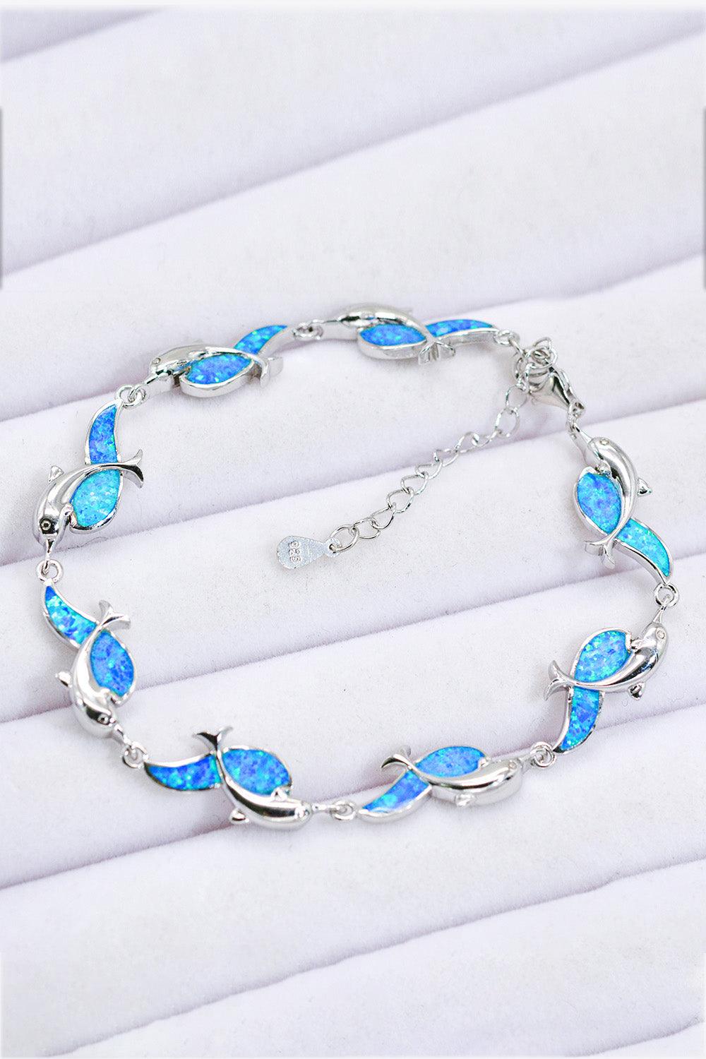Opal Dolphin 925 Sterling Silver Bracelet - Trendha