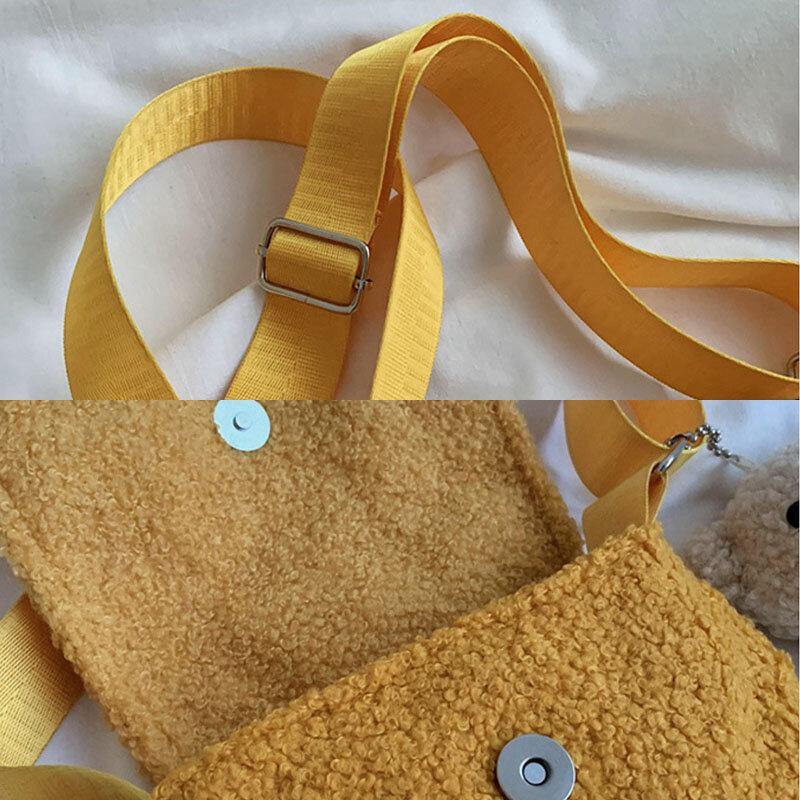 Women Lamb Wool Cute Soft Cartoon Duck Shape All-match Small Shoulder Bag Crossbody Bag - Trendha
