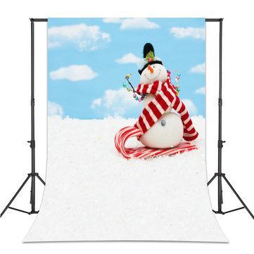 5x7FT Vinyl Blue Sky Snowman Photography Backdrop Background Studio Prop - Trendha