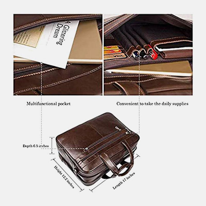 Men Faux Leather Multi-pocket Multifunction Splashproof 15.6 Inch Laptop Bags Briefcases Crossbody Bag Handbag - Trendha