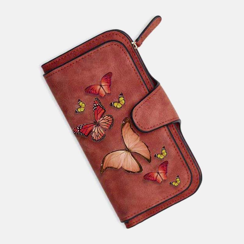 Women Butterfly Wallet Purse 14 Card Slot Phone Bag - Trendha