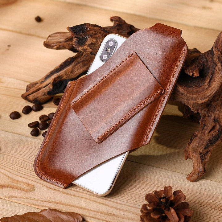 Men Genuine Leather 4.7inch~6.5 inch Phone Bag Waist Bag Easy Carry EDC Bag For Outdoor - Trendha