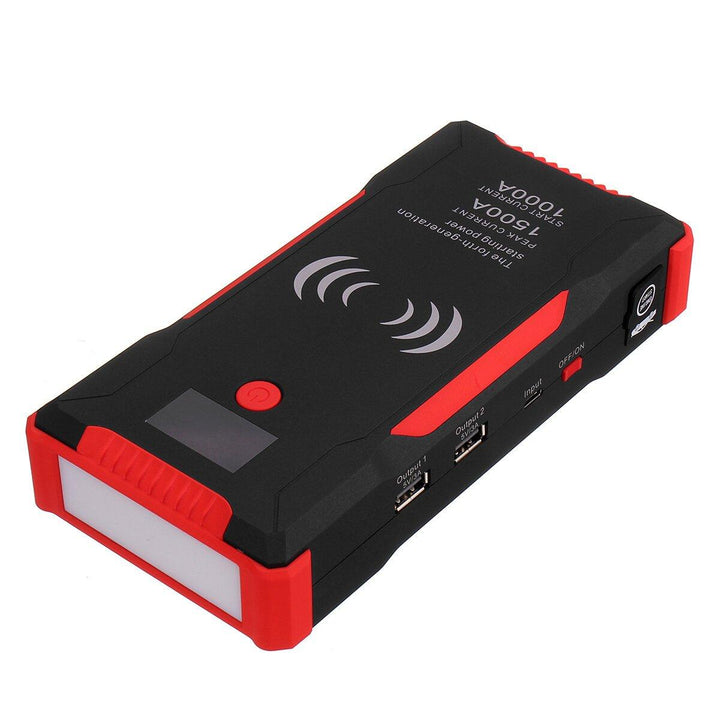 22000mAh Portable Car Jump Starter 1500A Powerbank Wireless Charging Emergency Battery Booster Waterproof with LED Flashlight USB Port - Trendha