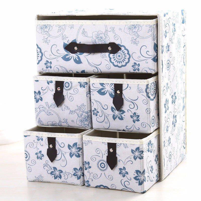 Three Layer Storage Box Five Drawer Non-woven Underwear Cosmetic Makeup Sundries Organizer - Trendha