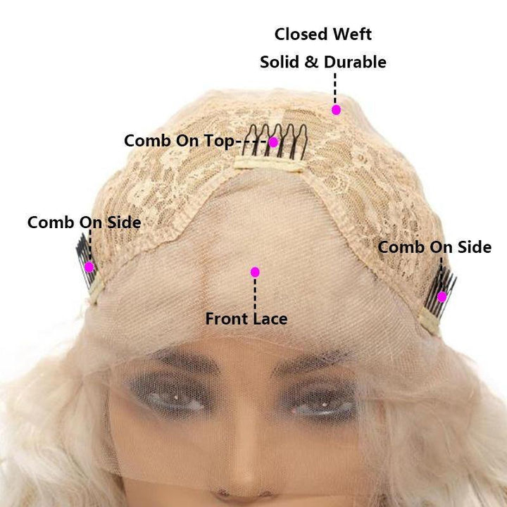 Women's Long Wavy Lace Front Wig White Synthetic Hair Party Costume Wigs - Trendha