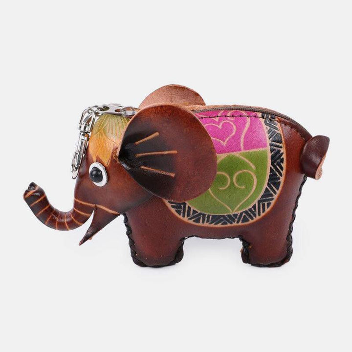 Unisex Genuine Leather Animal Cute Elephant Shape Coin Bag Storage Wallet Pendant - Trendha