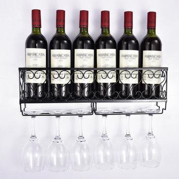 50.2cm x 10cm x 16.5cm Wall Mounted Cup Rack Bottle Glass Holder Shelf Bar Accessory - Trendha