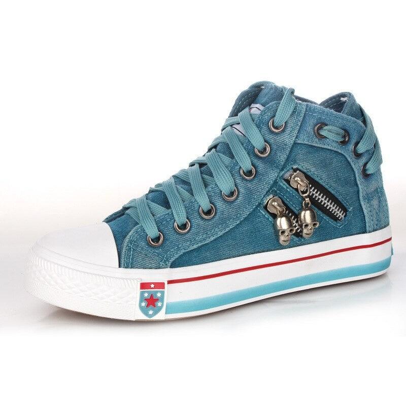 Large Size Flat Lace-up Breathable High-top Women's Shoes - Trendha