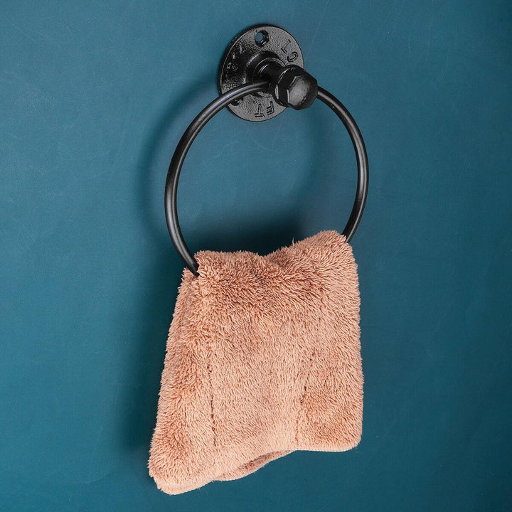 Iron Art Hardware Pendant Towel Ring Retro Round Towel Rack Bathroom Shelf Towel Bar - Trendha