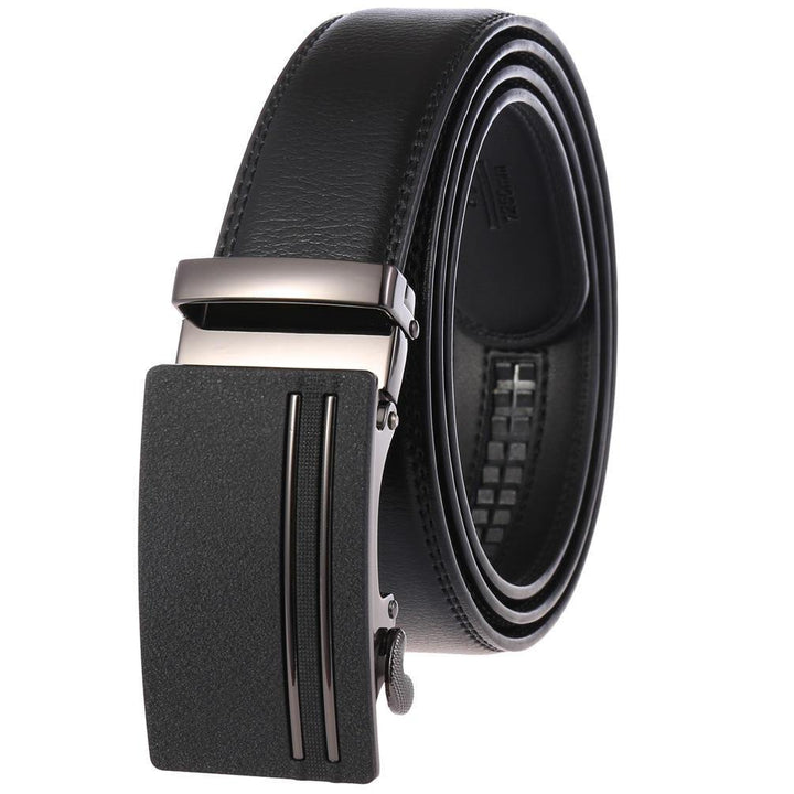 Two-layer Leather Belt Business Belt Automatic Buckle Belt - Trendha
