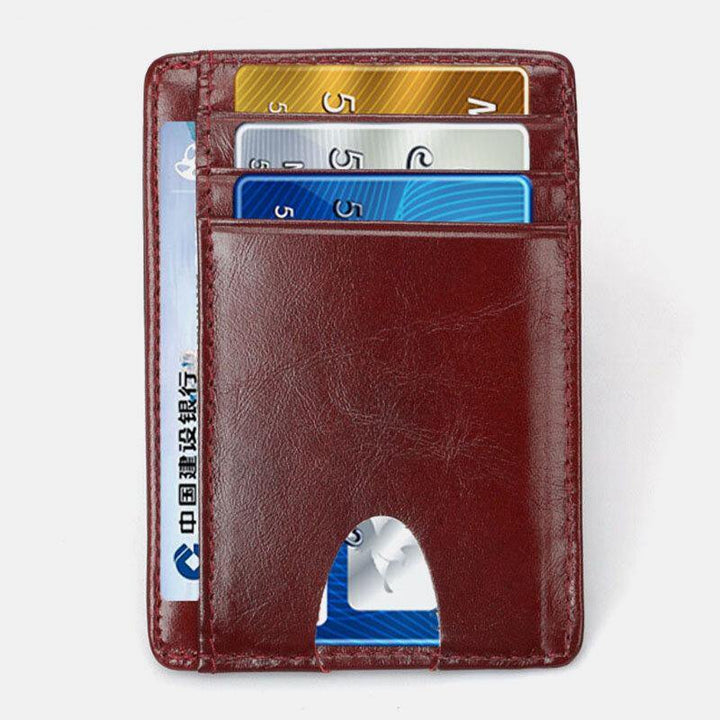 Women & Men Genuine Leather Card Holder Carbon Fiber Pattern RFID Multi-card Slot Wallet - Trendha