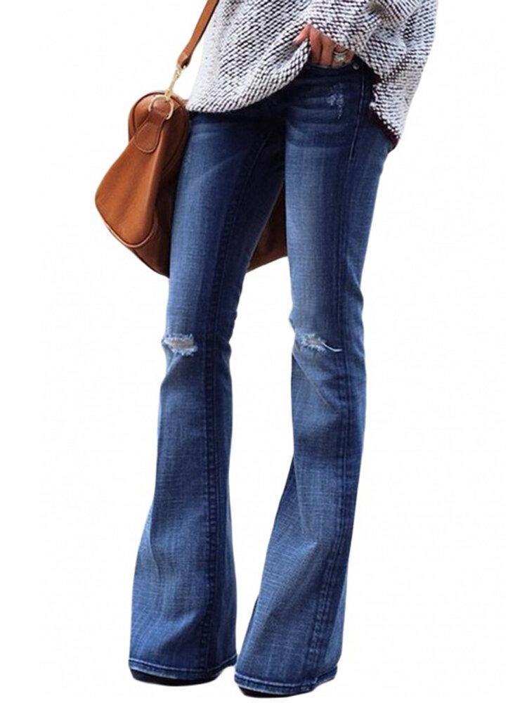 Casual Women Skinny Pocket Flare Jeans - Trendha