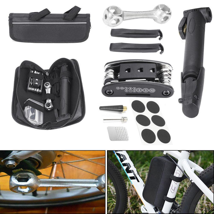 Repair Set Tool kits Tyre Tube Tool Pump Patch Kit Lever Cycle Punch Cycling Bike - Trendha