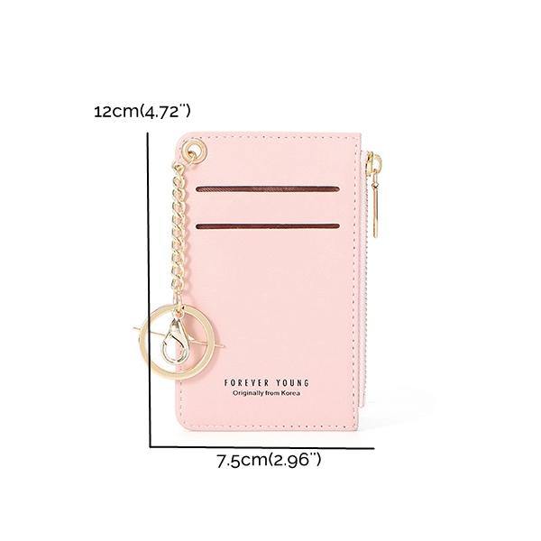 Women Faux Leather Card Holder Small Coin Bag Purse Key Chain - Trendha