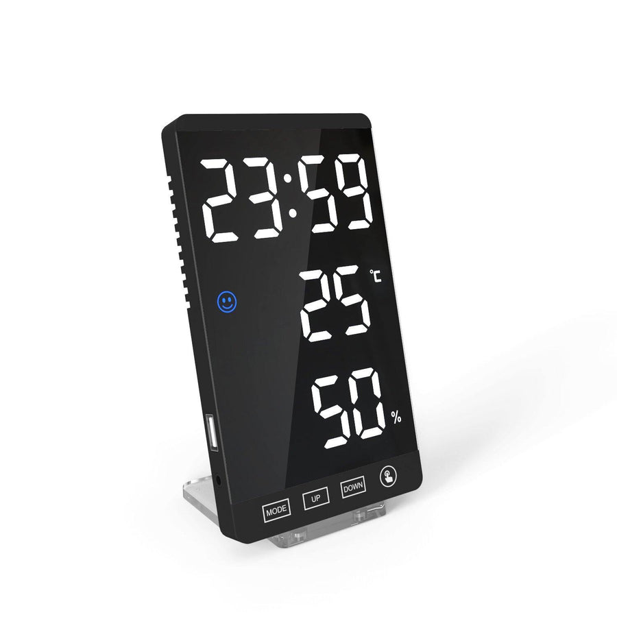 Smart Mirror LED CLock Decorative Phone Charger Alarm Clock 4-level Brightness Digital Clock with Weather Temperature Display USB Port - Trendha