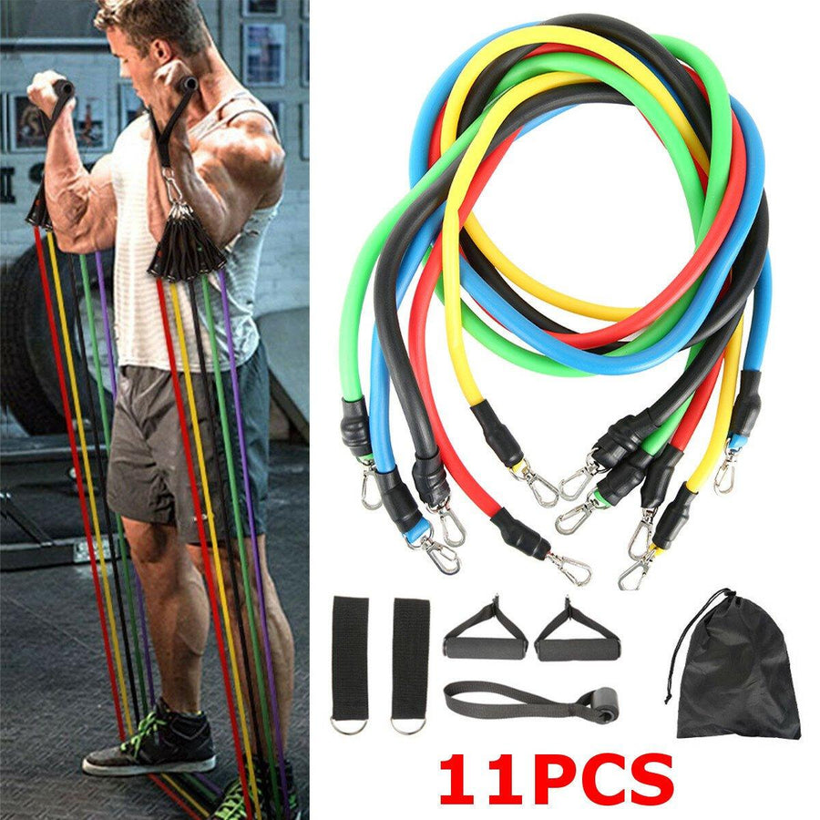 11pcs/set Fitness Resistance Bands Sport Pull Rope Yoga Band Home Gym Exercise Tools - Trendha