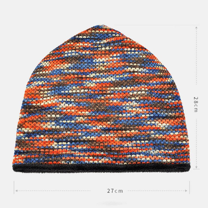 Unisex Plus Velvet Warm Thick Outdoor Mixed Color Casual Personality Brimless Beanie - Trendha