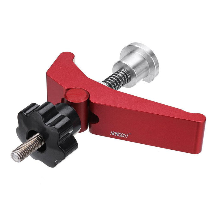 HONGDUI 2 Pcs Red Quick Acting Hold Down Clamp Aluminum Alloy T-Slot T-Track Clamp Set Woodworking Tool for Woodworking Table - Trendha