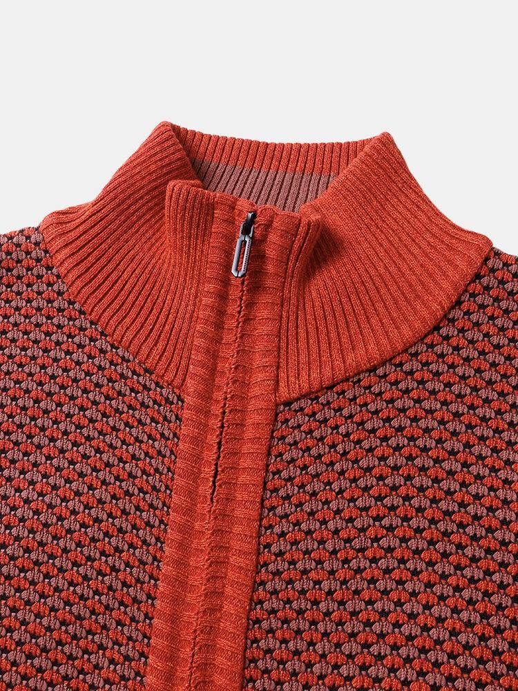 Mens Rib-Knit Zip Up Slant Pocket Casual Warm Cardigans - Trendha